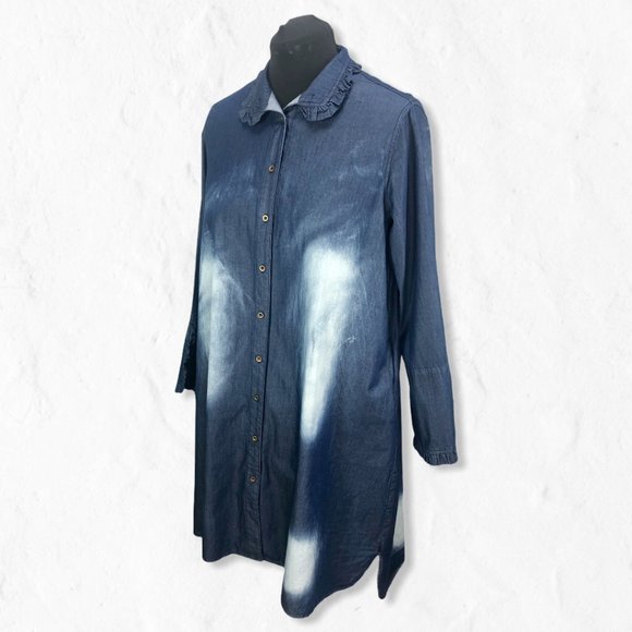 NWOT Denim Easel Distressed Button Up Shirt Dress - Picture 9 of 11